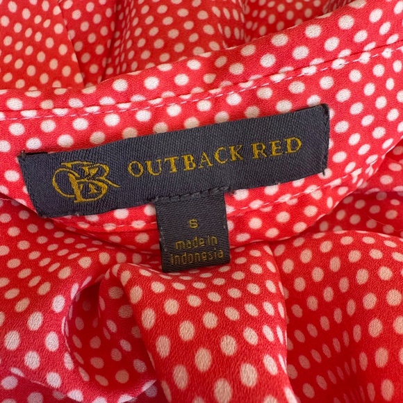 Outback Red Women's Coral/Red Polka Dot Roll Tab Sleeve Button Down Shirt Size S - Picture 7 of 7